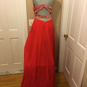 Red floor length gown